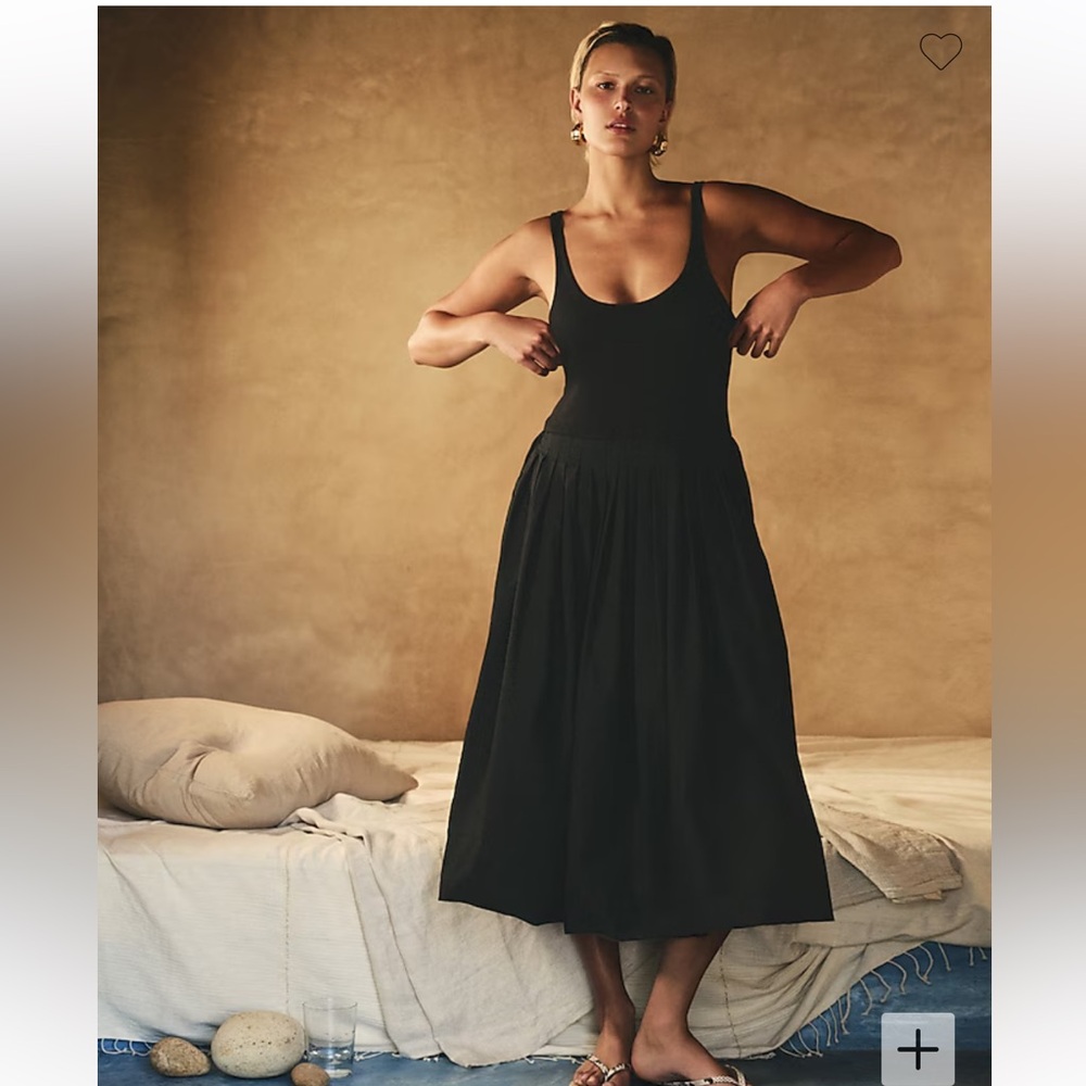 NWT J. Crew Fitted Tank Dress with Poplin Bubble Skirt, black, BY828